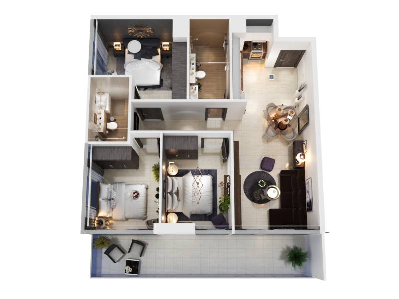 DIVA:Luxuriously furnished three-room apartman in the  Abu Dhabi
