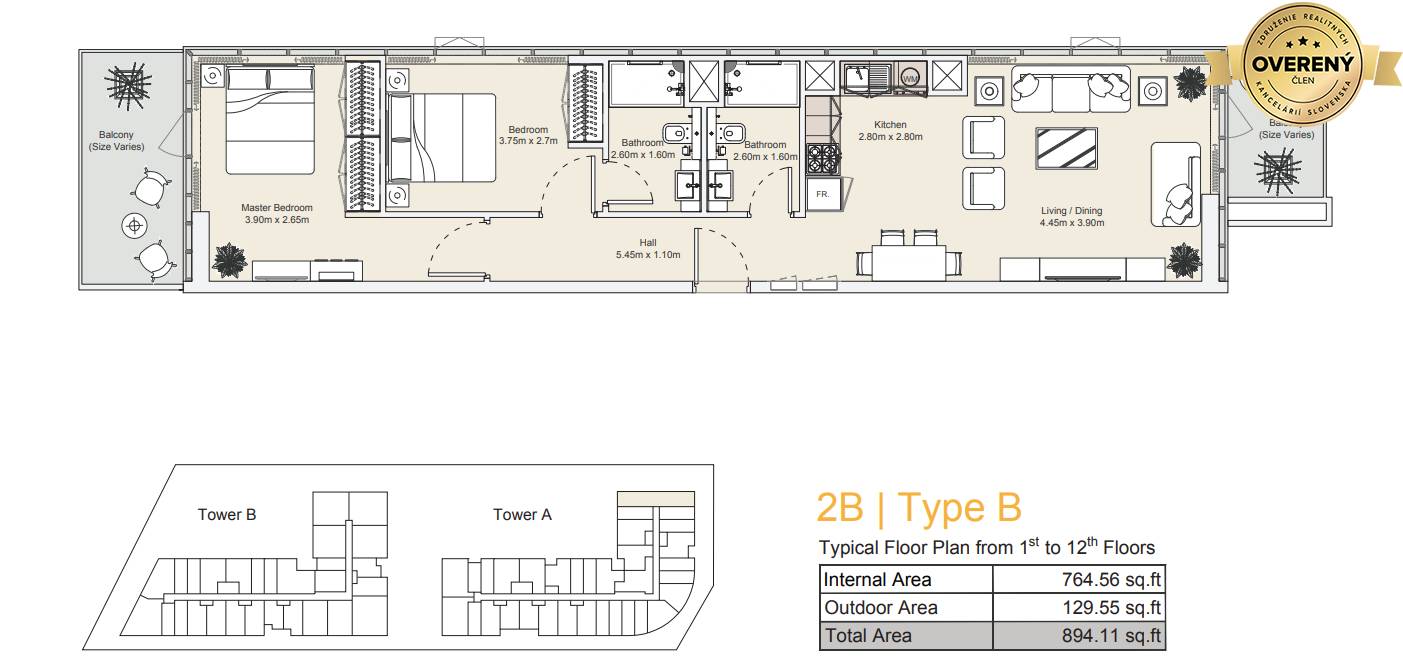 DIVA: Type B three-room apartman in the  Abu Dhabi