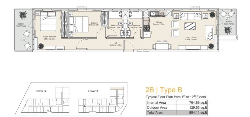 DIVA: Type B three-room apartman in the  Abu Dhabi